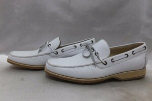 YANKOyan navy blue leather deck shoes Loafer unused beautiful goods size 6 1/2 white group shoes 