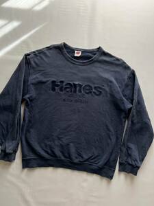 ★日本製 90s Hanes メンズ L 刺繍ロゴ ヴィンテージ スウェット トレーナー / ヘインズ オールド 