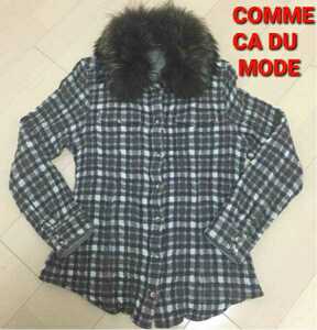  Comme Ca Du Mode fur attaching check shirt flannel shirt long sleeve lady's large size 17 number 13 number 15 number COMME CA DU MODE wool knitted tops 