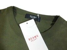 J火10916新品▼ 秋物!! ▼ ビームス クルーネック 長袖カットソー 【 M 】 ロンT 長袖Tシャツ BEAMS ヘビーオンスコットン天竺 オリーブ系_画像4