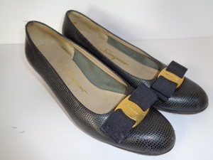 b231◆Salvatore Ferragamo パンプス イタリア製◆サルヴァトーレフェラガモ size5 22.5cm程 ブラック DR31048 338 レディース 5J