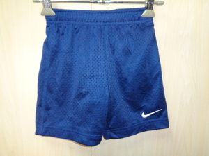 b576◆NIKE ドライメッシュ ハーフパンツ キッズ◆ナイキ ネイビー XS 96-104cm 3-4yrs 子供服 刺繍入 ポリ素材 ゆうパケット発送5J