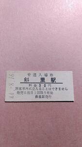 国鉄　釧網本線　斜里駅　30円入場券