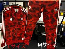 ★超希少 美中古★ adidas x A BATHING APE Red 赤 BAPE CAMO JERSEY セットアップ ジャージ パンツ アベイシング エイプ カモ アディダス_画像1