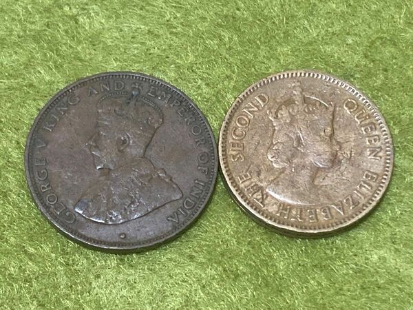 香港旧硬貨　コイン　2枚　1933年/一仙　1956年/一毫