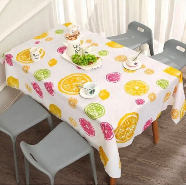 テーブルクロス 撥水加工 長方形 おしゃれ 花柄 レモン柄