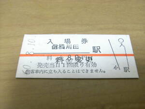 長野電鉄屋代線　信濃川田駅　入場券　昭和60年8月10日　●廃線