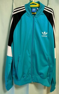 adidas Adidas спортивная куртка джерси mint green XL воротник нет ATP зеленый чёрный белый Vintage ....O27241