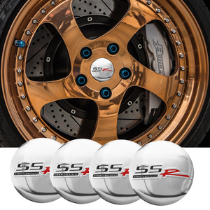 SSR ホイールキャップステッカー センターバッジ シール 光沢シルバー 56mm 4枚