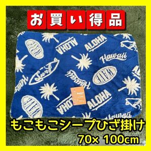 ハワイアン☆もこもこシープ☆綿入りひざ掛け☆70×100cm