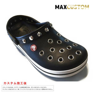 クロックス crocs パンク カスタム クロックバンド 黒　ブラック　22-30cm 新品 MAXCUSTOM crocband custom　ジビッツ