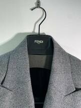 正規 新品 FENDI フェンディ 2B ウール セットアップ スーツ ダブル ジャケット パンツ グレー ハウンドトゥース チェック 50灰本物912N▲_画像5