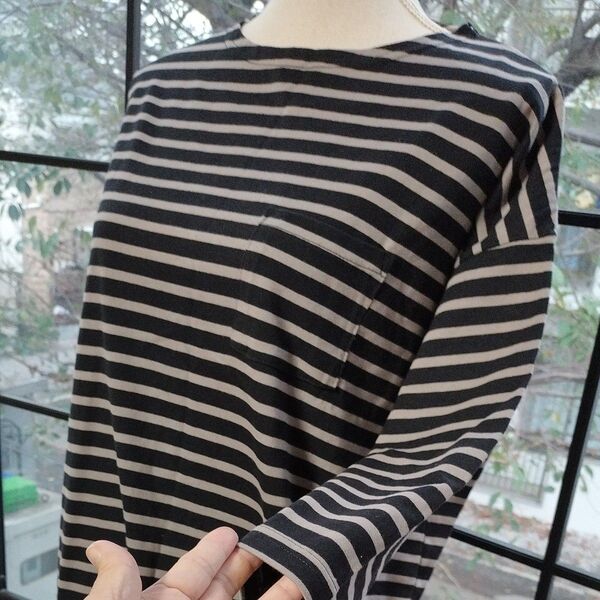 ストライプカットソー長袖TシャツロングTシャツ秋冬にも着れるカットソーサイズMゆったり着るカットソーtsukuru&Lin