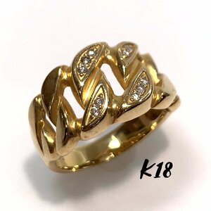 美品 K18 ダイヤモンド リング 約14号 約6.5g 指輪 GOLD ゴールド 18金 750 18K 貴金属 刻印 ダイヤ レディース メンズ アクセサリー