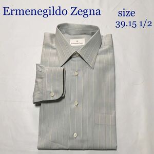 Ermenegildo Zegna エルメネジルドゼニア　コットンワイシャツ　size39 15 1/2 サイズL相当　スペイン製　ライトグレー