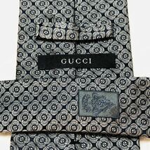 ■美品■GUCCI グッチ　ネクタイ　格子風　シルク100% イタリア製　ブルー×シルバー_画像6