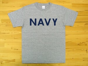 NAVY 杢グレー 5.6oz 半袖Tシャツ 紺 S ミリタリー ロゴ ネイビー 海軍