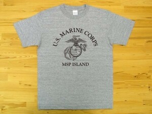 U.S. MARINE CORPS 杢グレー 5.6oz 半袖Tシャツ 黒 L ミリタリー USMC海兵隊 マリーン