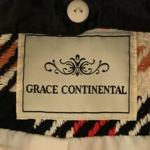 GRACE CONTINENTAL グレースコンチネンタル 1736 9120-0 ロングコート 36 ツイード チェック柄 フォックスファー襟取外可 アウター_画像5