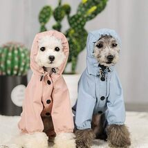 犬用 レインコート ポンチョ 防水 小型犬 犬の服 ペット用品 雨具 通気 軽量 夜間反射 散歩用 帽子付き 可愛い(ブルー、S) _画像3