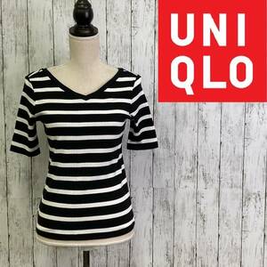 UNIQLO★ユニクロ★2WAYリブボーダーT★サイズM　55-43　