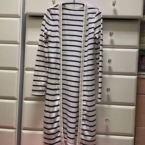 ボーダー ロングカーディガン