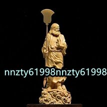 新品推薦◆達磨大師立像天然ツゲ木彫り達磨像 木製仏像 神像 仏教美術品_画像2