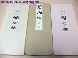 泰雲楷法・峨眉帖・運筆は顔真卿に近いもの/梨花帖・泰雲楷法の特色の一面を強烈に表現したもの/蒼海帖・限定1000部・3冊/柳田泰雲/折帖