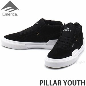 1円～ EMERICA PILLAR YOUTH Black/White/Gold 23.0cm エメリカ キッズ スケシュー スケートボード 靴 スニーカー SKATE [同梱不可]