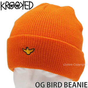 1円～ KROOKED OG BIRD BEANIE ORG OS クルキッド バード ビーニー 帽子 ニット帽 ワッチキャップ アパレル スケートボード [同梱不可]