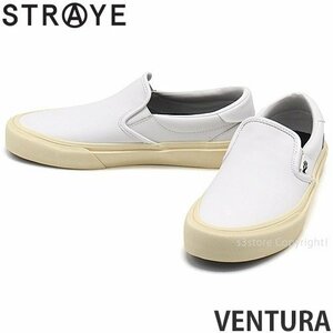 1円～ STRAYE VENTURA White Leather 23.0cm ストレイ スニーカー シューズ 靴 スケシュー スケートボード スリッポン [同梱不可]