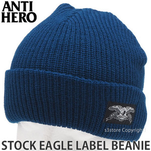 1円～ ANTIHERO STOCK EAGLE LABEL BEANIE NAVY/WHT OS アンタイヒーロー イーグル ビーニー 帽子 ニット帽 ワッチキャップ [同梱不可]