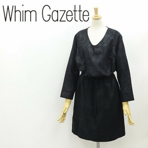 ◆Whim Gazette ウィムガゼット スエード調 ブラウジング ワンピース 黒 ブラック F