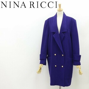 ヴィンテージ◆NINA RICCI ニナリッチ ウール 金釦 ダブル コート ブルー