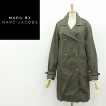 ◆MARC BY MARC JACOBS マークバイ マークジェイコブス ボアライナー付 コットン ダブル コート オリーブグリーン XS_画像1