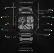 T281 【Z】スクエア/288 腕時計 LED デジタル カレンダー 防水 黒_画像6