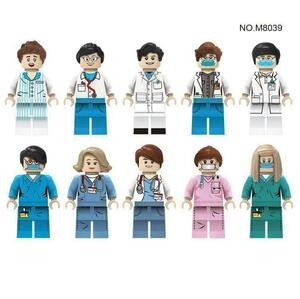 【レゴ互換】ミニフィグ 医師と看護婦人形フィギュアセット10体