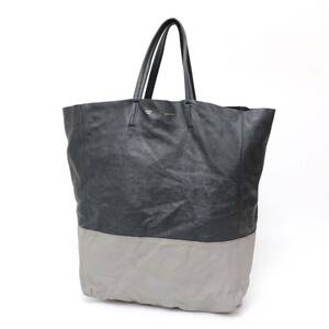 セリーヌ カバス CABAS ホリゾンタル トートバッグ ハンドバッグ バイカラー レザー 本革 黒 ブラック black グレー CELINE