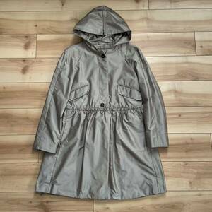 [ free shipping ]miu miu MiuMiu 2WAY A line hood coat gray ju42 spring spring coat no color have been cleaned!