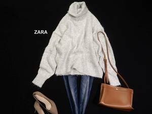 ザラ ZARA 大人カジュアル可愛い☆アルパカブレンド ハイネック タートルネック ニットプルオーバー セーター ゆったり M 秋冬