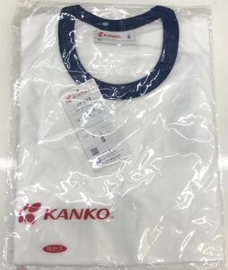 送料無料 サイズS kanko クルーネック 丸首 半袖シャツ 花紺 新品未使用 体操着 体育 スポーツ JP408 学校 カンコー 白 半そで Tシャツ