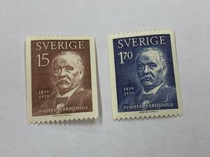 58、古い　外国切手　スウェーデン　化学者　アルヘニウス　2種