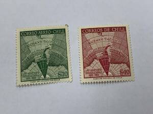 27、古い　外国切手　チリ　1958年　チリ領南極　2種