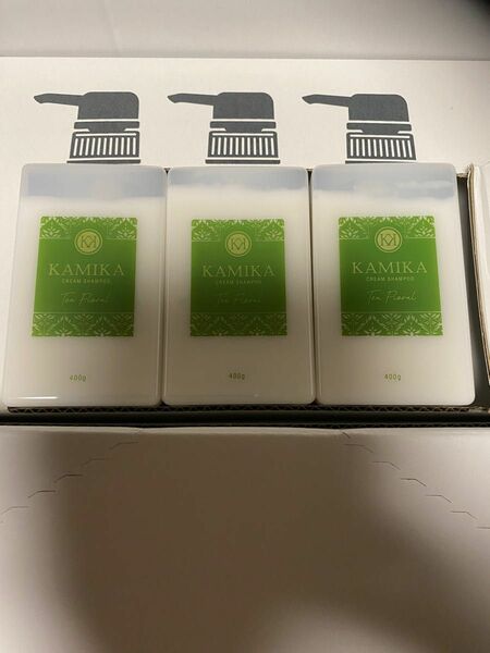【新品未開封】KAMIKA オールインワンクリームシャンプー (ティーフローラルの香り)400g×3個