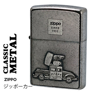 父の日：ZIPPO クラシックメタル シルバーバレル メタルプレート貼り 3種 (ジッポーカーインサイドガール)