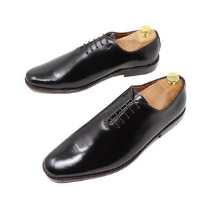 25.5cm men's original leather hole cut business shoes casual shoes plain tu hand made ma Kei made law shoes dark brown 888