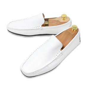 27cm мужской ручная работа натуральная кожа обувь для вождения туфли без застежки Loafer телячья кожа ma Kei производства закон белый 820