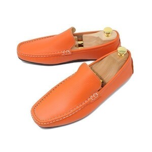 27cm мужской ручная работа натуральная кожа обувь для вождения туфли без застежки Loafer телячья кожа ma Kei производства закон orange 820