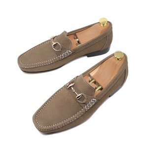  men's 24cm hand made original leather suede bit Loafer slip-on shoes ma Kei made law business casual taupe Brown shoes S831