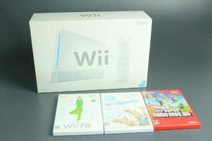 Wii RVL-001 本体 + ソフト3点 ニュースーパーマリオブラザーズ / Wii Sports / Wii Fit 任天堂 NINTENDO ゲーム機 動作確認済 0890z